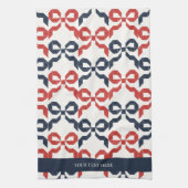 Americana Folk Art Bow Quilt Pattern Theedoek (Verticaal)