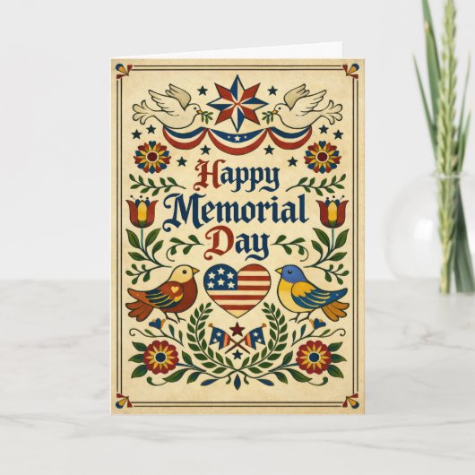 Americana Folk Art Memorial Day  Kaart (Voorkant)