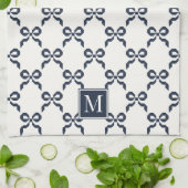 Americana Folk Art Navy Bow Quilt Pattern Theedoek (Gevouwen)