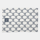 Americana Folk Art Navy Bow Quilt Pattern Theedoek (Horizontaal)