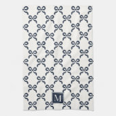 Americana Folk Art Navy Bow Quilt Pattern Theedoek (Verticaal)