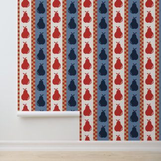 Americana Folk Art Peer Stripe - Schuur Rood & Kha Behang