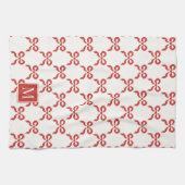 Americana Folk Art Red Bow Quilt Pattern Theedoek (Horizontaal)