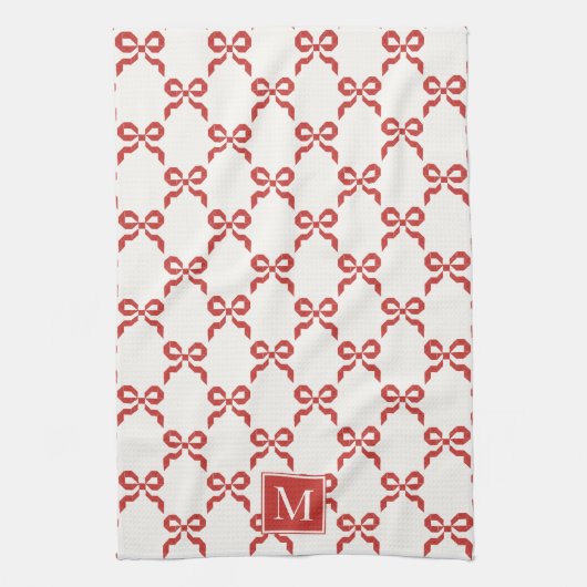 Americana Folk Art Red Bow Quilt Pattern Theedoek (Verticaal)