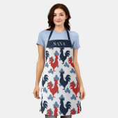 Americana Folk Art Roosters – Rustic Farm Pattern Schort (Gedragen)