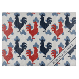 Americana Folk Art Roosters – Rustic Farm Pattern Snijplank