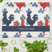 Americana Folk Art Roosters – Rustic Farm Pattern Theedoek (Gevouwen)