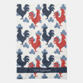 Americana Folk Art Roosters – Rustic Farm Pattern Theedoek (Verticaal)