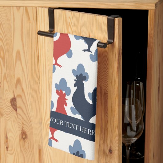 Americana Folk Art Roosters – Rustic Farm Pattern Theedoek (Derde Gevouwen)