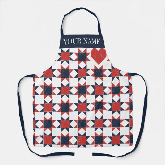 Americana Folk Art Star Quilt Pattern Schort (Voorkant)