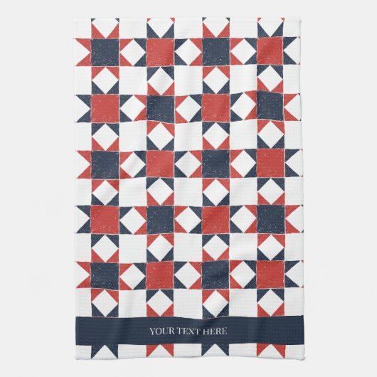 Americana Folk Art Star Quilt Pattern Theedoek (Verticaal)
