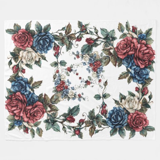 Americana Garden Patriotrozen Fleece Deken (Voorkant (Horizontaal))