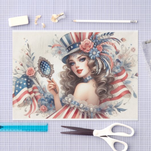  Americana Girl Tissue Decopauge Paper Tissuepapier (Craft)