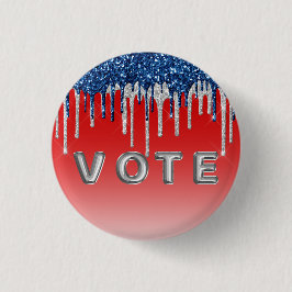 Americana Glitter Drip Stemming Ronde Button 3,2 Cm