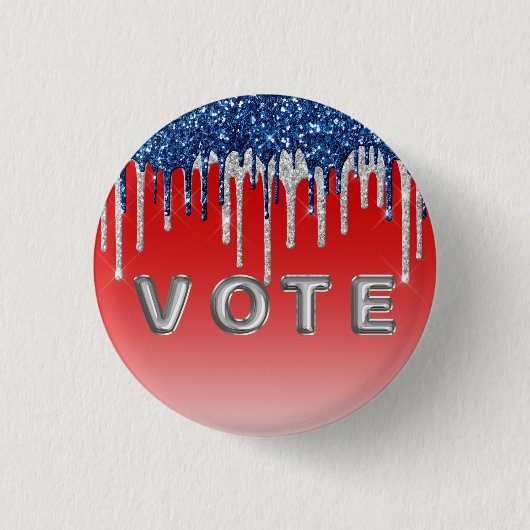 Americana Glitter Drip Stemming Ronde Button 3,2 Cm (Voorkant)