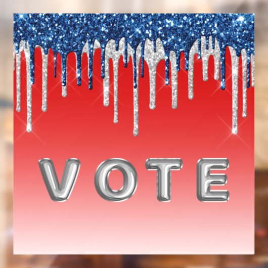 Americana Glitter Drip Vote Raamsticker (Vel 2)