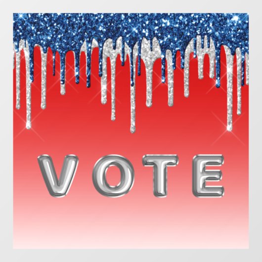 Americana Glitter Drip Vote Raamsticker (Vel)