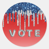 Americana Glitter Drip Vote Ronde Sticker (Voorkant)