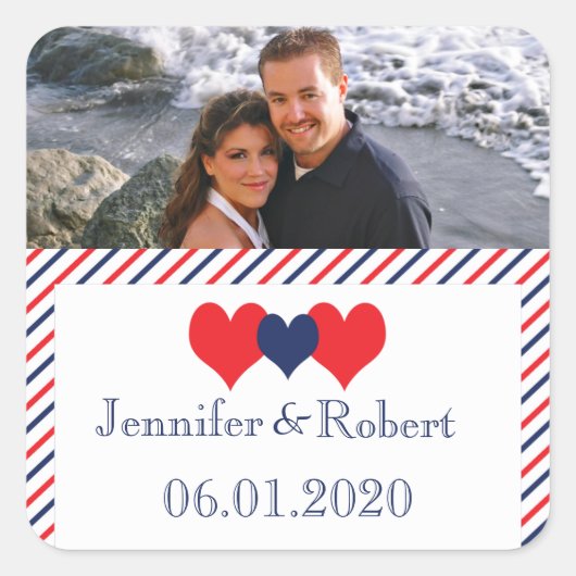 americana harten bruiloft gunst Sticker (Voorkant)