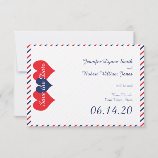 Americana Harten Bruiloft Save the Date (Voorkant)