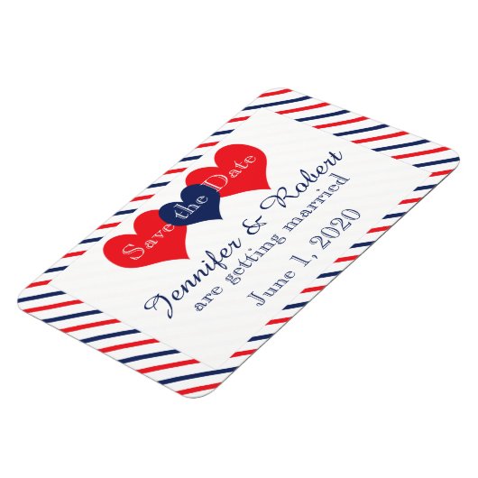 Americana Harten Bruiloft Save the Date Magneet (Linkerzijde)