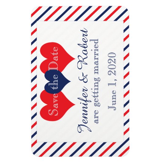 Americana Harten Bruiloft Save the Date Magneet (Verticaal)