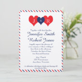 americana harten bruiloft uitnodiging (Staand voorkant)