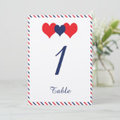 Americana Harten Trouwtafel Nummer Kaart (Staand voorkant)