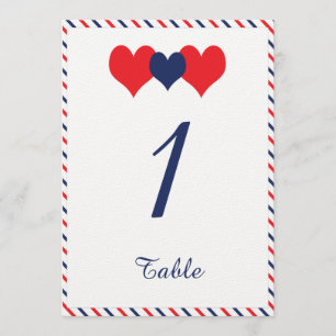 Americana Harten Trouwtafel Nummer Kaart