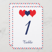 Americana Hearts Weddenschap Table Number Kaart (Voorkant / Achterkant)