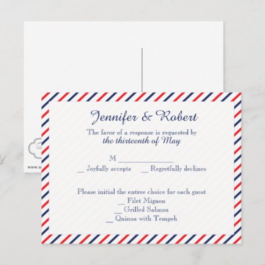 Americana Hearts Wedding RSVP Briefkaart (Voorkant / Achterkant)