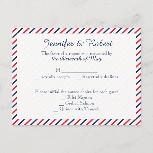 Americana Hearts Wedding RSVP Briefkaart (Voorkant)