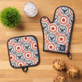 Americana Heritage Eagle Embleem Monogram Ovenwant & Pannenlap Set (Top down)