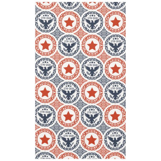 Americana Heritage Eagle Medallion -Navy Red Cream Tafelkleed (Voorkant)