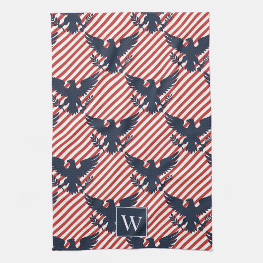 Americana Heritage Eagle Streep Monogram Theedoek (Verticaal)