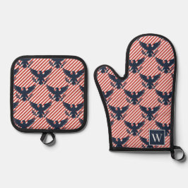 Americana Heritage Eagle Stripe Monogrammation is Ovenwant & Pannenlap Set