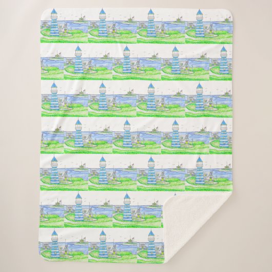 Americana Lighthouse Grote Sherpa Deken (Voorkant)