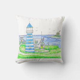 Americana Lighthouse Pillow; Blauw Kussen