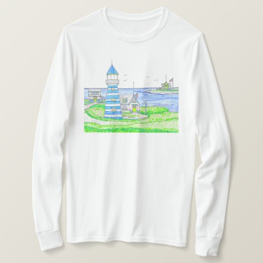 Americana Lighthouse Tshirt met lange mouwen (Design voorkant)