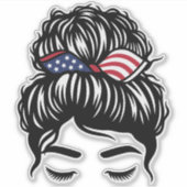Americana Messy Bun Girl Sticker (Voorkant)