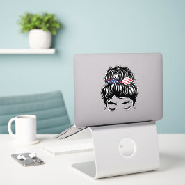 Americana Messy Bun Girl Sticker