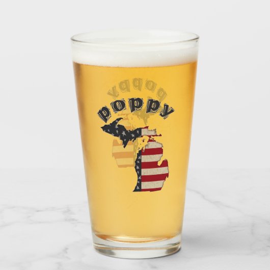 Americana Michigan Poppy Personalize Glas (Voorkant gevuld)