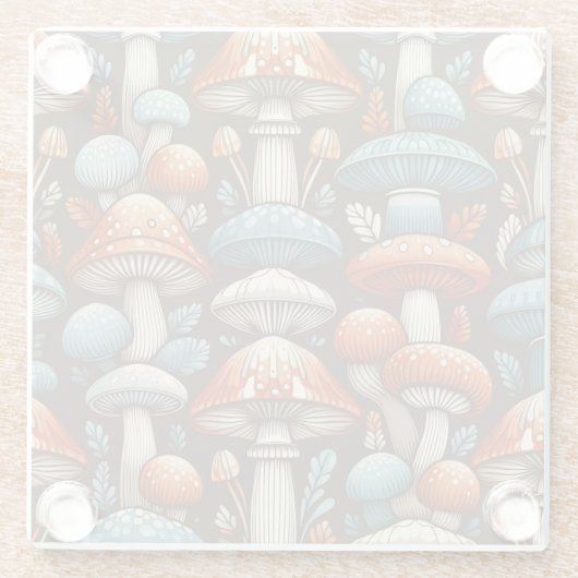 Americana Mushrooms Glazen Onderzetter (Achterkant)