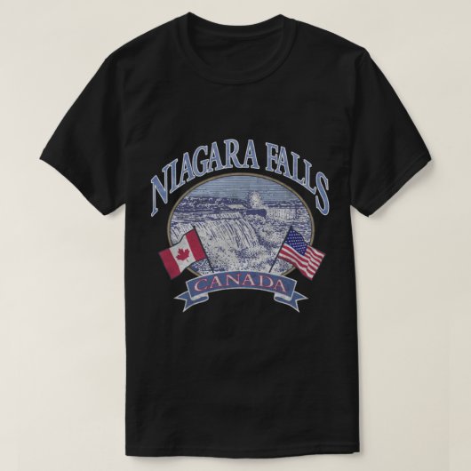 Americana Niagara Falls Scene Canada America Flags T-shirt (Design voorkant)
