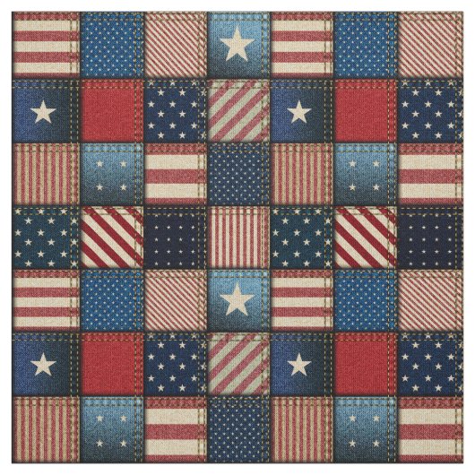 Americana Patchwork Afbeelding Fabric Stof (Swatch)