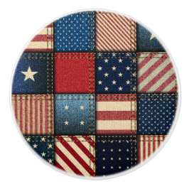 Americana Patchwork Afbeelding Keramische Knop