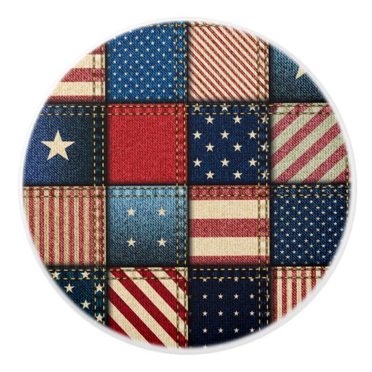 Americana Patchwork Afbeelding Keramische Knop (Voorkant)