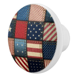 Americana Patchwork Afbeelding Keramische Knop