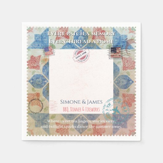 Americana Patchwork Herinneringsframe Feestdecorat Servet (Voorkant)