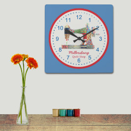Americana Patchwork Sewing Machine Wall Clock Vierkante Klok